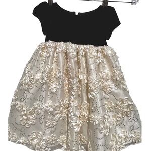American Princess Black Velvet Ivory‎ Floral Embroidery Dress 2T Wedding Formal